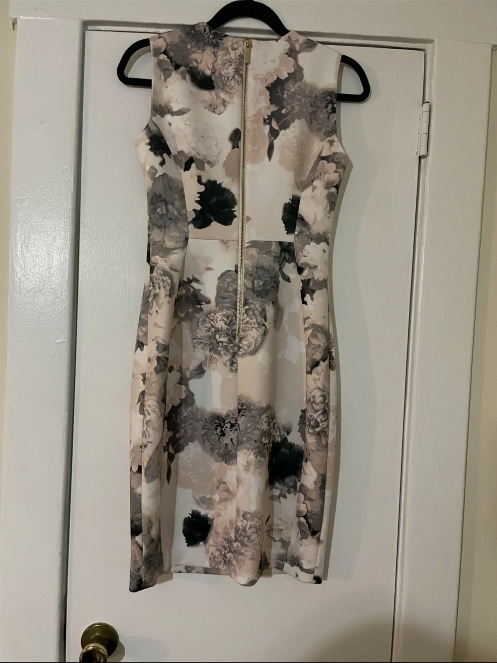Calvin Klein Neutral Floral Midi Sheath Dress size 4